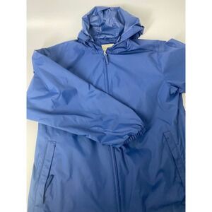 LL Bean Women's Large Blue Lightweight Hooded Jacket Water Resistant Zip Pockets
